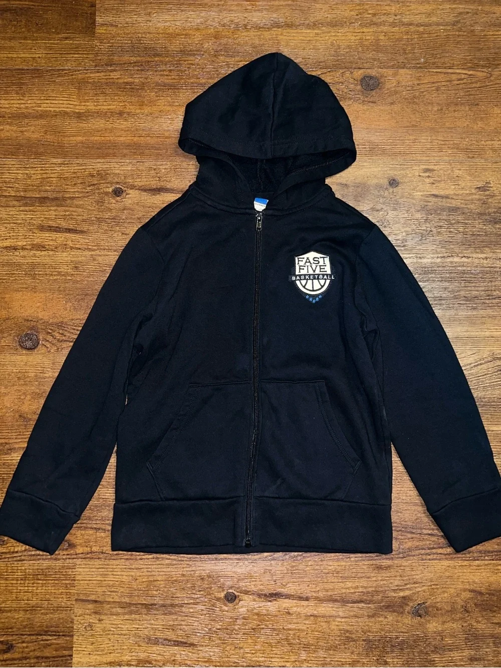 Old Navy Black Full-Zip Jacket Fast Five Basketball Hoodie Kids Size L 10-12
